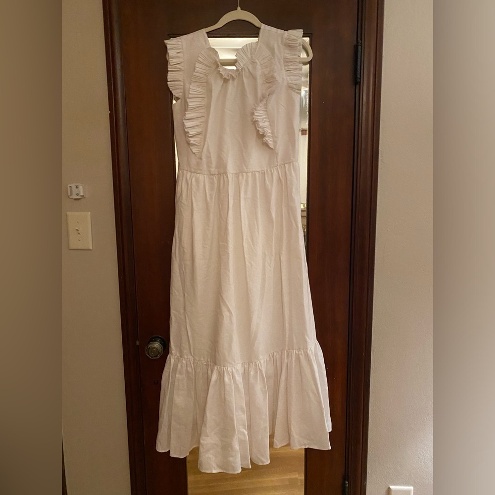 Sea New York Elegant White V-Neck Dress